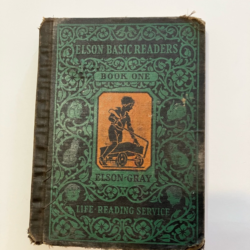 Elson Basic Readers Book One - Green and Orange Vintage Reader